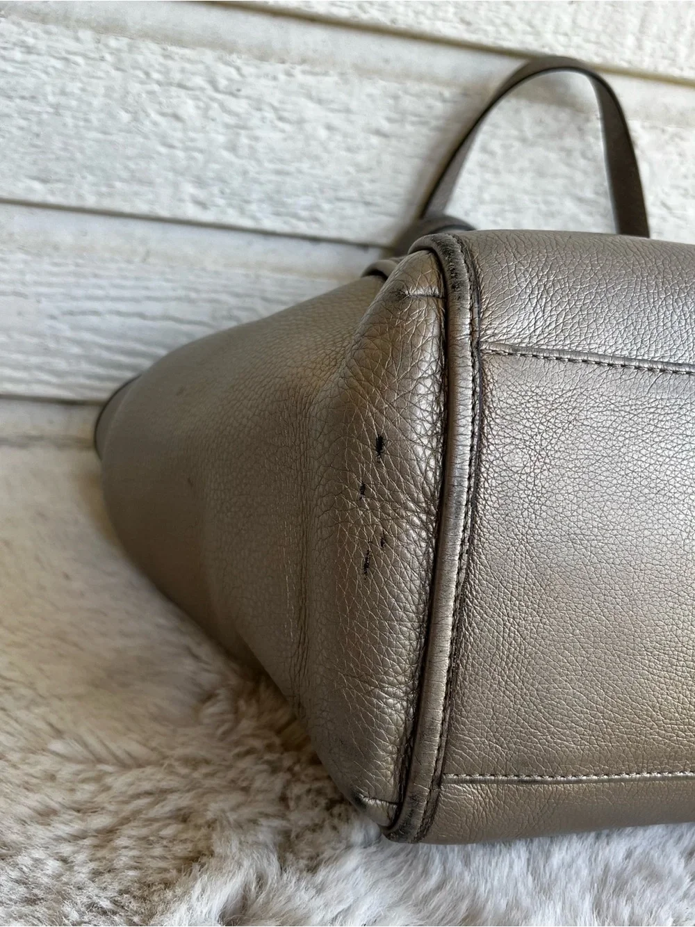 COACH Pewter Park Leather Tote Shoulder Bag Ashley Madison